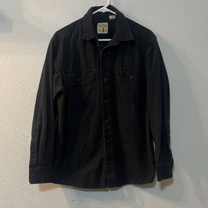 Red Head Black Button-Up Work Shirt with Chest Pockets